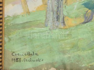 ifj. Czene Béla (1911-1999): Tavasz a Zagyvaparton, 1958. Tempera, papír. jbl.: Czene Béla 1958 Szolnok...