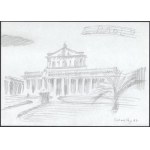 Szemethy Imre (1945-): Római egységcsomag, 41 db rajz római épületekről, helyszínekről, 1993. Ceruza, papír...