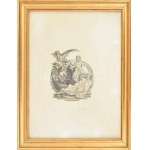 Franz von Bayros (1866-1924): Erotikus ex libris Eugene Ringer, Budapest. Heliogravür, papír, jelzett. Üvegezett...