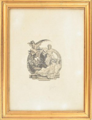 Franz von Bayros (1866-1924): Erotikus ex libris Eugene Ringer, Budapest. Heliogravür, papír, jelzett. Üvegezett...