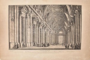 1763 [A Vatikáni Szent bazilika belseje. Rézmetszet.] Giuseppe Vasi (1710-1782) Veduta Intiera del Portico avanti l...