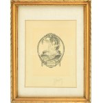 Franz von Bayros (1866-1924): Léda és a hattyú. Heliogravür, papír, jelzett. Üvegezett, dekoratív fakeretben...