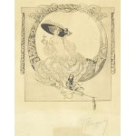 Franz von Bayros (1866-1924): Női akt kalapban és majommal. Heliogravür, papír, jelzett. Üvegezett...