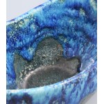 Bod Éva (1924-2004): Csorgatott mázas kínáló. Jelzett, minimális kopással, 35x13x15 cm /// Éva Bod (1924?2004): Drip...