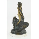 Melocco Miklós (1935): Léda és a hattyú. Bronz, márvány talpon, jelzett, m: 19,5 cm