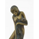 Melocco Miklós (1935): Léda és a hattyú. Bronz, márvány talpon, jelzett, m: 19,5 cm