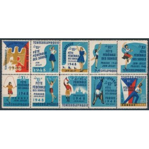 1948 Csehszlovák levélzáró 10-es tömb