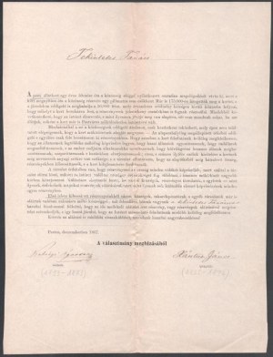 1867 A pesti Állatkert részvényeinek jegyzésére felhívó levél Kubinyi Ágoston (1799-1873): múzeumigazgató...