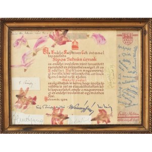 1936 Kolozsvár, Az Erdélyi Szépmíves Céh által ajándékozott díszoklevél, Gróf Bánffy Miklós, Kemény János...