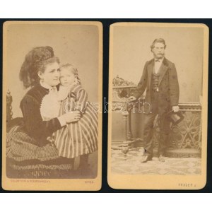 cca 1870 Hauszmann Sándor (1848-1906) építész, valamint felesége, Kláringer Berta és idősebb fiuk, Imre...
