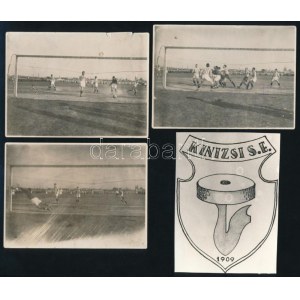1928 A Temesvári SC és a Temesvári Kinizsi focicsapat összecsapása, 4 db fotó (címer későbbi előhívás)...