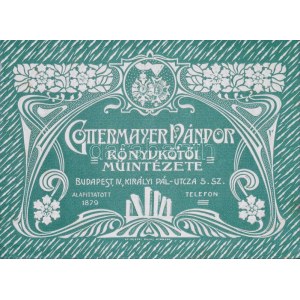 cca 1900-1910 Gottermayer Nándor Könyvkötői Műintézete szecessziós zöld, dombornyomott reklámcímkéje...