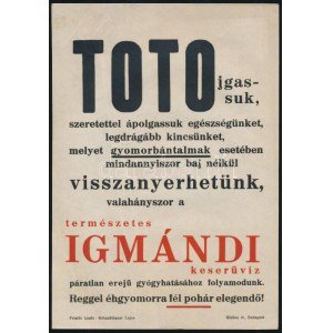 TOTOjgassuk [...] Igmándi természetes keserűvíz kisplakát, 24×17 cm