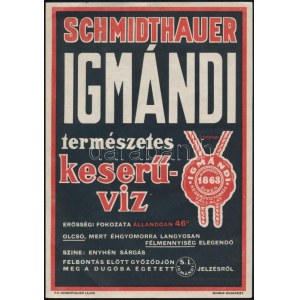 Schmidthauer Igmándi természetes keserűvíz kisplakát, 24×17 cm