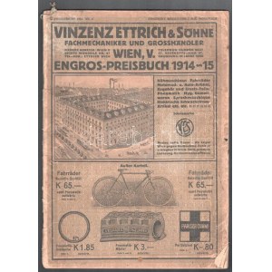 cca 1914 Vinzenz Ettrich &amp; Söhne Fachmechaniker und Grosshändler Wien Engros-Preisbuch 1914-15...