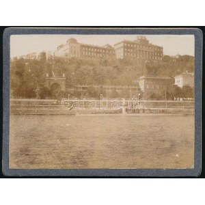 1901 Dunai Flottila S.M.S. Leitha a Budai vár előtt. Keményhátú fotó Danube Fleet S.M.S...