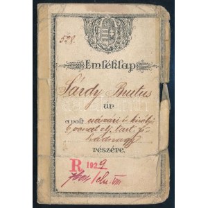 1923 Sárdy Brutus festőművész fényképes katonai emléklapja, igazoványa