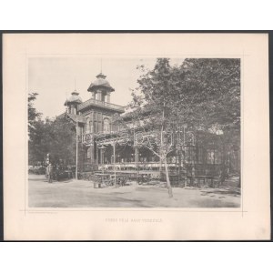 1885 Budapest, Országos Általános Kiállítás pavilonjai - Dobos-féle nagy vendéglő, nyomat Kozmata Műintézetéből...