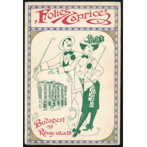 cca 1910-1920 Bp. VI. Révai utca 18., Folies Caprice dekoratív műsorfüzete, reklámokkal