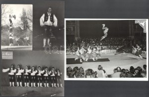 cca 1930-1950 Cirkusszal kapcsolatos tétel: The Marosi's acrobats, Deschán Miklós, stb 8 db nyomtatvány és fotó ...