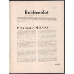 1938 Reklámélet. XI. évf. 8. sz. 1938. aug. Szerk.: Balogh Sándor. Bp., 1938, Ifj. Kellner Ernő-ny., 20 p. Fekete...