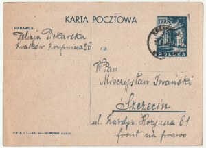 [MEHOFFER Jadwiga], PIEKARSKA Felicja. Postcard dated August 17, 1946; F. Piekarska informs...