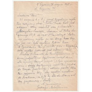 MEHOFFER Jadwiga, PIEKARSKA Felicja. List Mehofferowej z 28 sierpnia 1950 r., pisany ręką Felicji Pi…