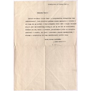 DUNIKOWSKI Xawery. List z dn. 27 lipca 1948 r.; maszynopis z odręcznym podpisem; korespondencja doty…