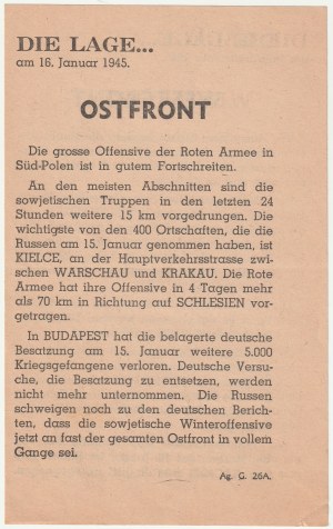 Eastern and Western FRONT - January 1945 Allied leaflets showing the situation on the Eastern Front and...