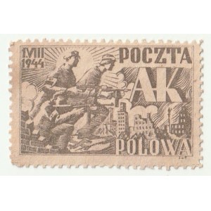 POCZTA polowa AK. Znaczek brązowy z sierpnia 1944 według projektu Stanisława Tomaszewskiego „Miedzy”…