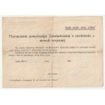 POZNAŃ. Dokument zwalniający z niewoli w Stalagu III B Kazimierza Majewskiego z Poznania, 7.07.1940;…