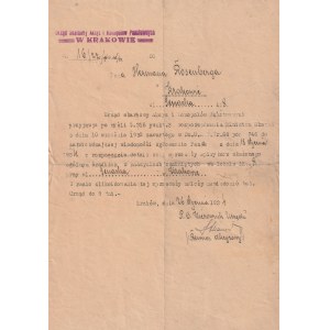 KRAKOW - Judaica. Letter from the Excise and State Monopolies Tax Office in Kraków (stamp), issued...