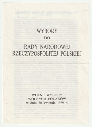 Volby do Národní rady Polské republiky. Svobodné volby svobodných Poláků 30. dubna ...