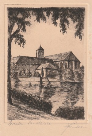 WROCŁAW. Church of the Blessed Virgin Mary; signed unread, ca. 1900; aquf. p.-b., st. bdb., rubbing (no damage to w...