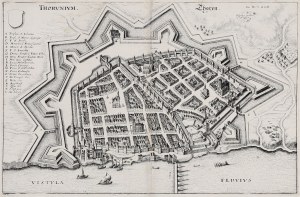 TORUŃ. Bird's eye view of the city from the side of the Vistula River; eng. and ed. by M. Merian, plan included in: J.A. von...