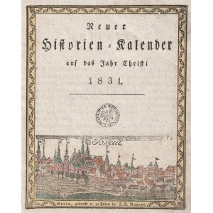 ŻARY. Panorama miasta; pełna karta z: Neuer Historien Kalender auf das Jahr Christi 1831, druk. J.D.…