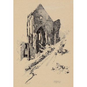 WIĄZOWNICA. Zburzony kościół; pochodzi z: L. Kasimir, Galizien 1915. Ein Künstlertagebuch, wyd. H. H…