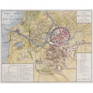 GDAŃSK. Plan oblężenia Gdańska przez wojska franc. w 1807 r.; rys. i ryt. A. Tardieu, pochodzi z: G.…