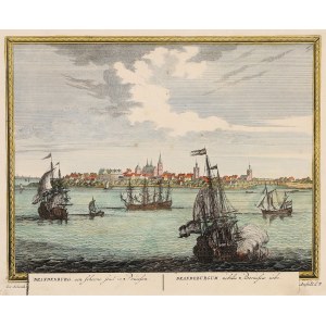 USZAKOWO (pol. hist. Pokarmin). Panorama miasta; pochodzi z: P. Schenk, Hecatompolis sive Totius orb…