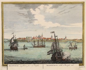 USZAKOWO (pol. hist. Pokarmin). Panorama miasta; pochodzi z: P. Schenk, Hecatompolis sive Totius orb…