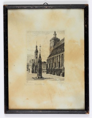 BUSCHBAUM Karl Albrecht (1885-1955), GUBIN. View of the town hall and parish church (now in ruins) in Gub...