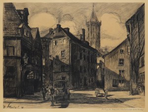 SCHMIEDEL, G., LEGNICA. Klasztorny Square; 1927, signed by the author with the date in the lower left corner; drawing knot...