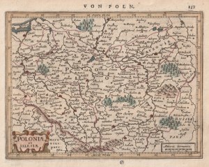 POLSKO (za první republiky nazývané KORONA), ZEMĚ. Mapa Polska a Slezska; podle Mercatorovy mapy, převzato z: ...