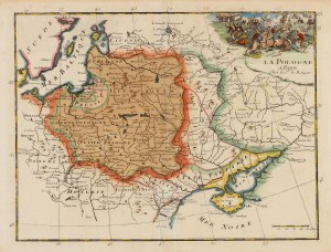 POLSKO (za první republiky zvané KORONA), VELKÝ KNÍŽEC LITVY. Mapa První republiky s vyznačeným rozdělením Polska na části, které se nacházejí na území ...