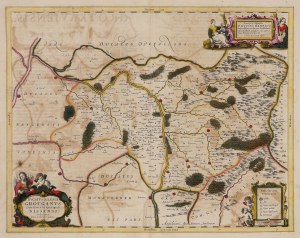 GRODKÓW, NYSA. Mapa Grodkovského kniežatstva a Biskupstva Nysa; zostavil. J. Scultetus, ed. J. Janss...