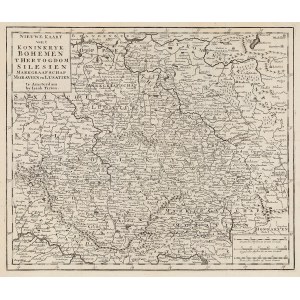 ŚLĄSK, CZECHY, MORAWY, ŁUŻYCE. Mapa Śląska, Czech, Moraw i Łużyc; oprac. I. Tirion, Amsterdam 1737; …