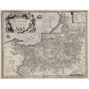 PRUSY. Mapa Prus; oprac. K. Henneberg w 1576 r.; w latach 1595-1612 ukazywała się w Theatrum Orbis T…