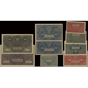Polska, zestaw 9 banknotów, 1919-1920