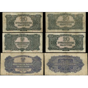 Polska, zestaw 3 banknotów, 1944