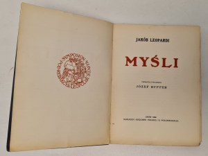 Leopardi Jakób - Thoughts ed. by L. Staff Wyd. 1909